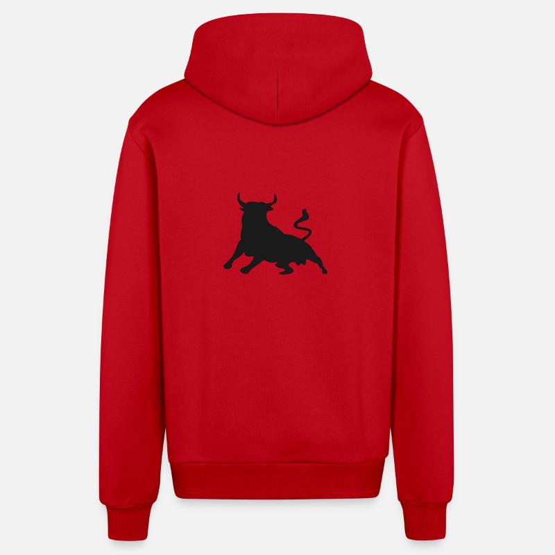 bull - Organic Relaxed Hooded Jacket Made in EU - red