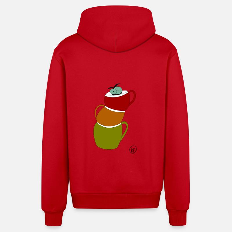 Chat en tasse - Veste à capuche bio décontractée fabriquée en UE - rouge