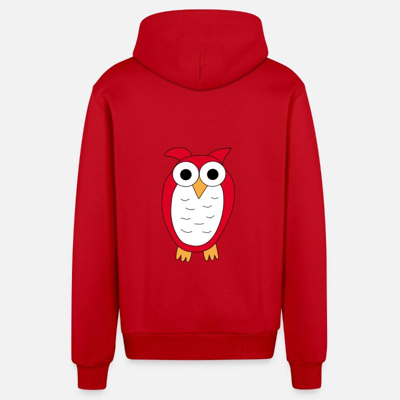 Eule rote Eule - Organic Relaxed Kapuzenjacke Made in EU - Rot
