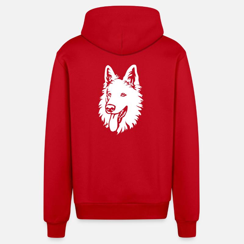 Schweizer Schäferhund Kopf "Black Edition" - Organic Relaxed Kapuzenjacke Made in EU - Rot