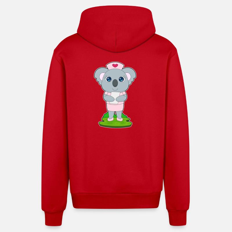 Infirmière Koala - Veste à capuche bio décontractée fabriquée en UE - rouge