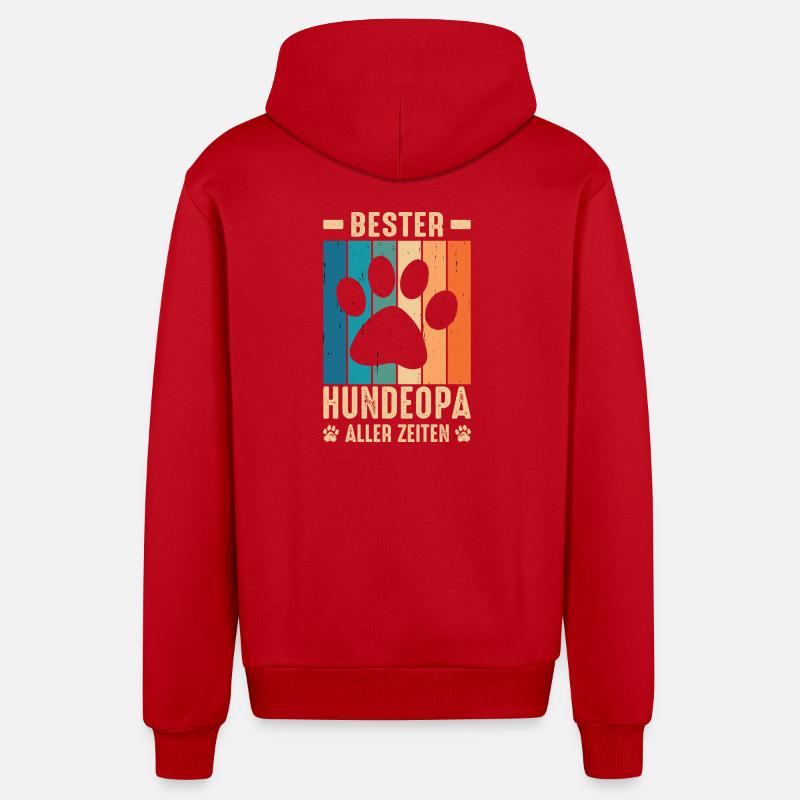 Hundeopa Geschenke Hundeliebhaber Hunde - Organic Relaxed Kapuzenjacke Made in EU - Rot