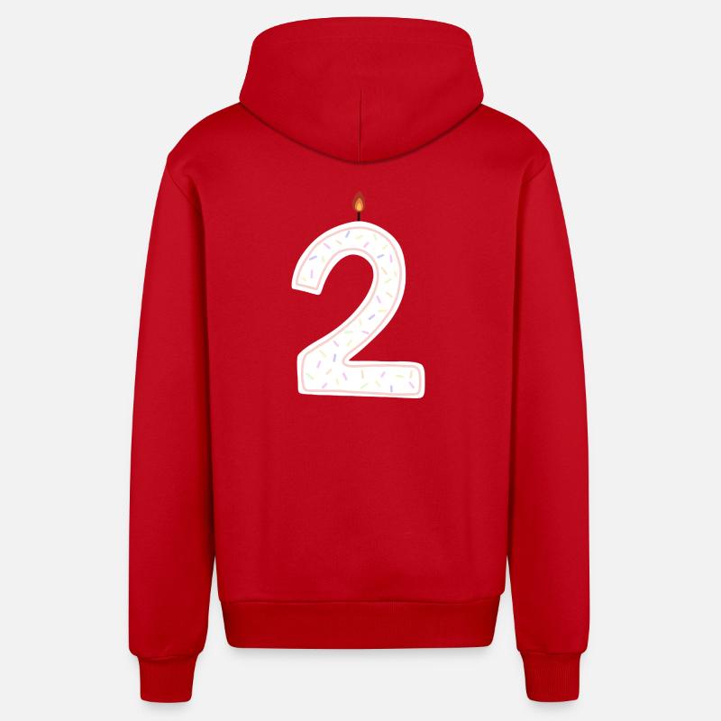 Bougie d’anniversaire numéro deux graphique - Veste à capuche bio décontractée fabriquée en UE - rouge