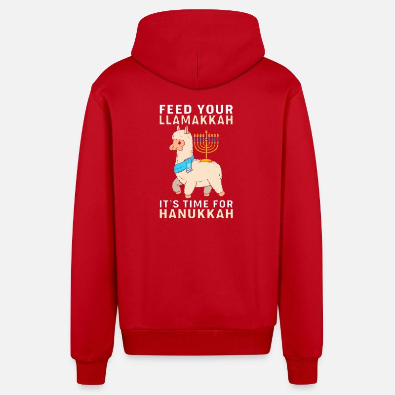 Hanoukka Hanoukka Hanoukka Lama - Veste à capuche bio décontractée fabriquée en UE - rouge