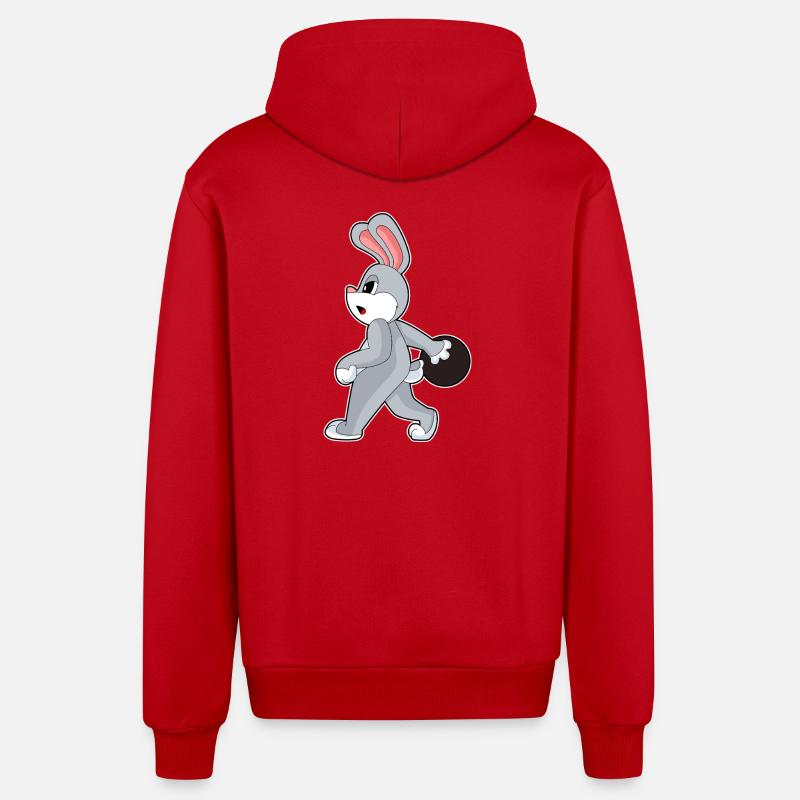 Bunny Bowling Boule de bowling - Veste à capuche bio décontractée fabriquée en UE - rouge
