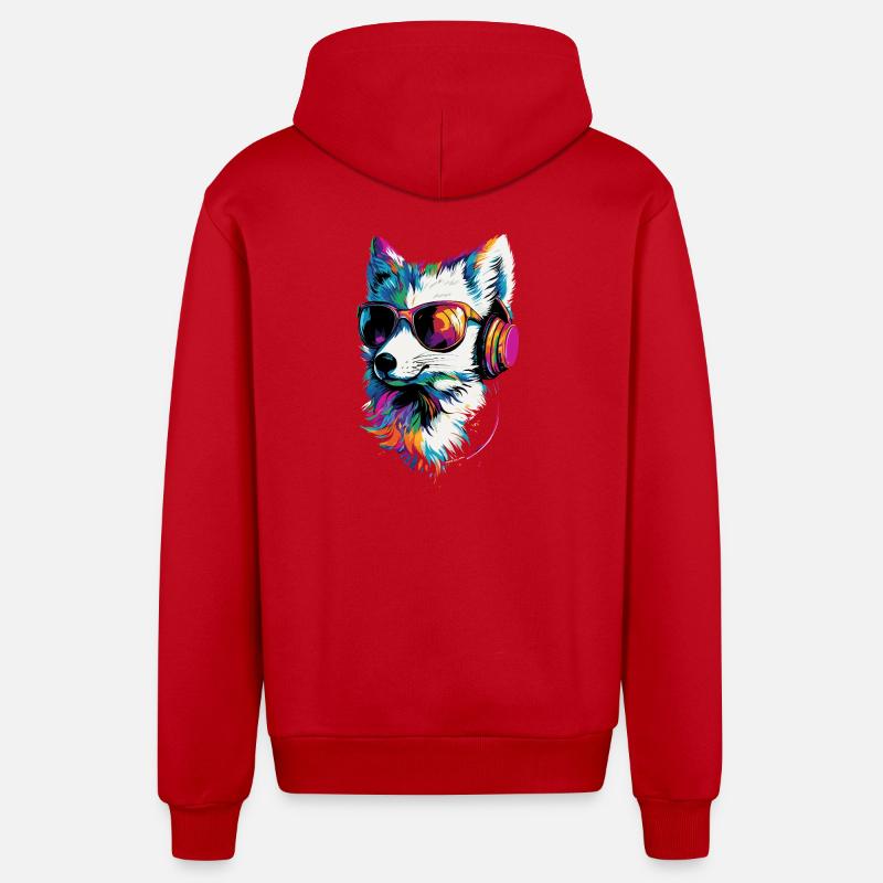 Polarfuchs Schneefuchs Eisfuchs Süßer Weißer Fuchs - Organic Relaxed Kapuzenjacke Made in EU - Rot