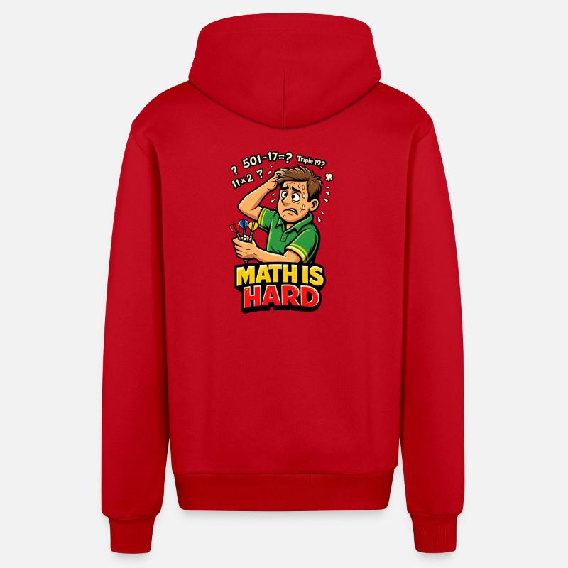 Les maths, c’est des fléchettes difficiles - Veste à capuche bio décontractée fabriquée en UE - rouge