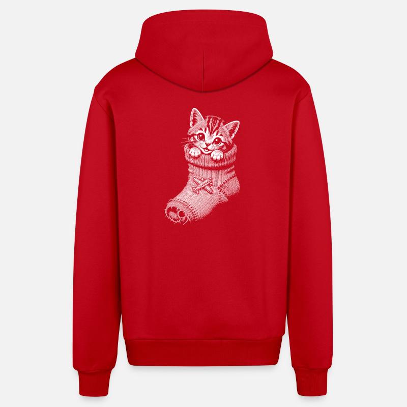 Chaton - Veste à capuche bio décontractée fabriquée en UE - rouge