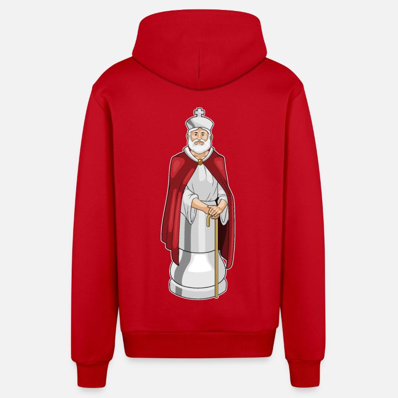Pièce d’échecs Roi Échecs - Veste à capuche bio décontractée fabriquée en UE - rouge