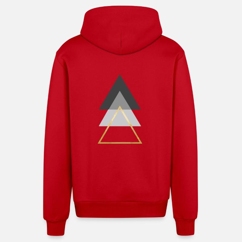 triangles - Veste à capuche bio décontractée fabriquée en UE - rouge