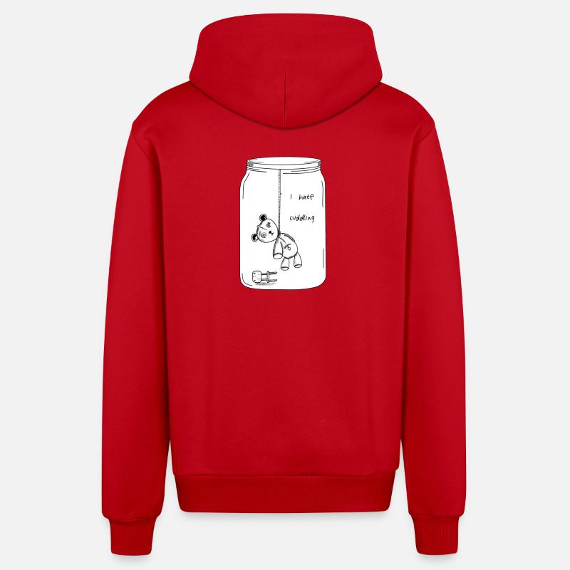 I hate cuddling (BW Version) - Organic Relaxed Kapuzenjacke Made in EU - Rot