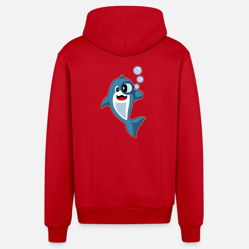 Loupe détective dauphin - Veste à capuche bio décontractée fabriquée en UE - rouge