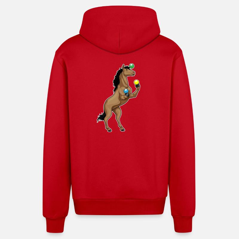 Jongleur de cheval - Veste à capuche bio décontractée fabriquée en UE - rouge