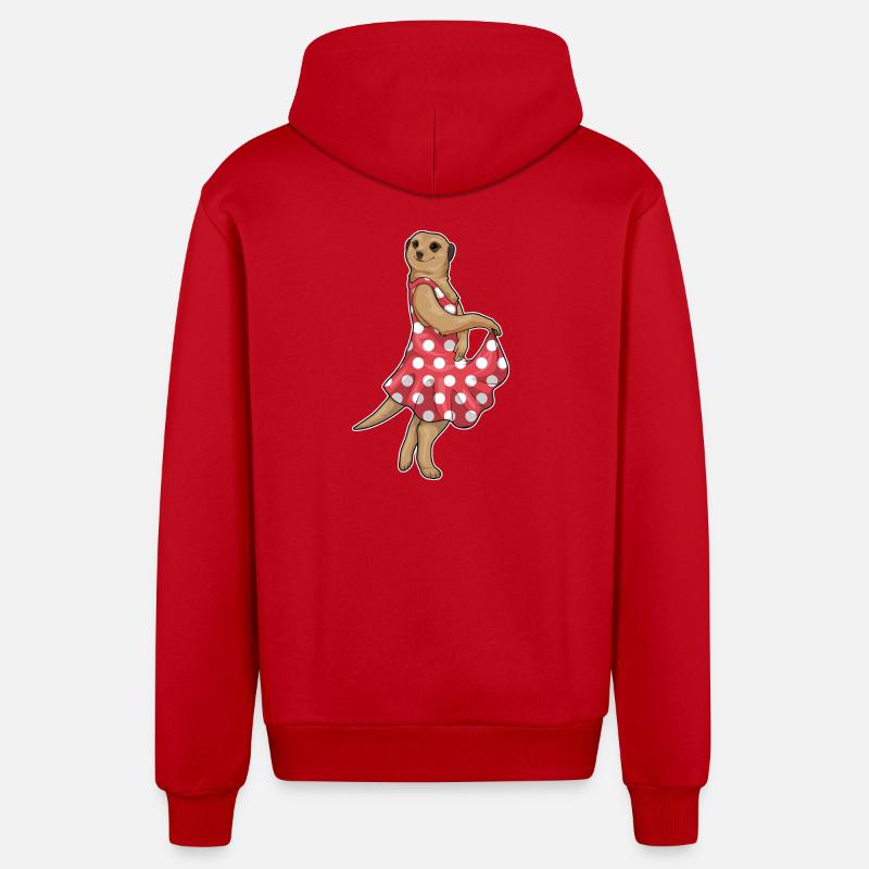 Suricate Polkadot - Veste à capuche bio décontractée fabriquée en UE - rouge