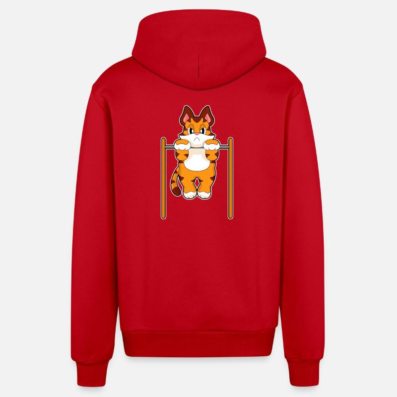 Tiger Bodybuilder Tractions Culturisme - Veste à capuche bio décontractée fabriquée en UE - rouge