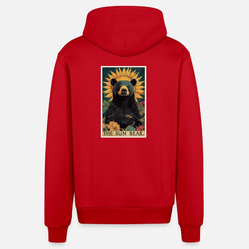 Sun Bear Malay Bear - Organic Relaxed Hooded Jacket Made in EU - red