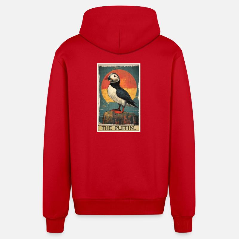 Macareux Papageientaucher - Veste à capuche bio décontractée fabriquée en UE - rouge