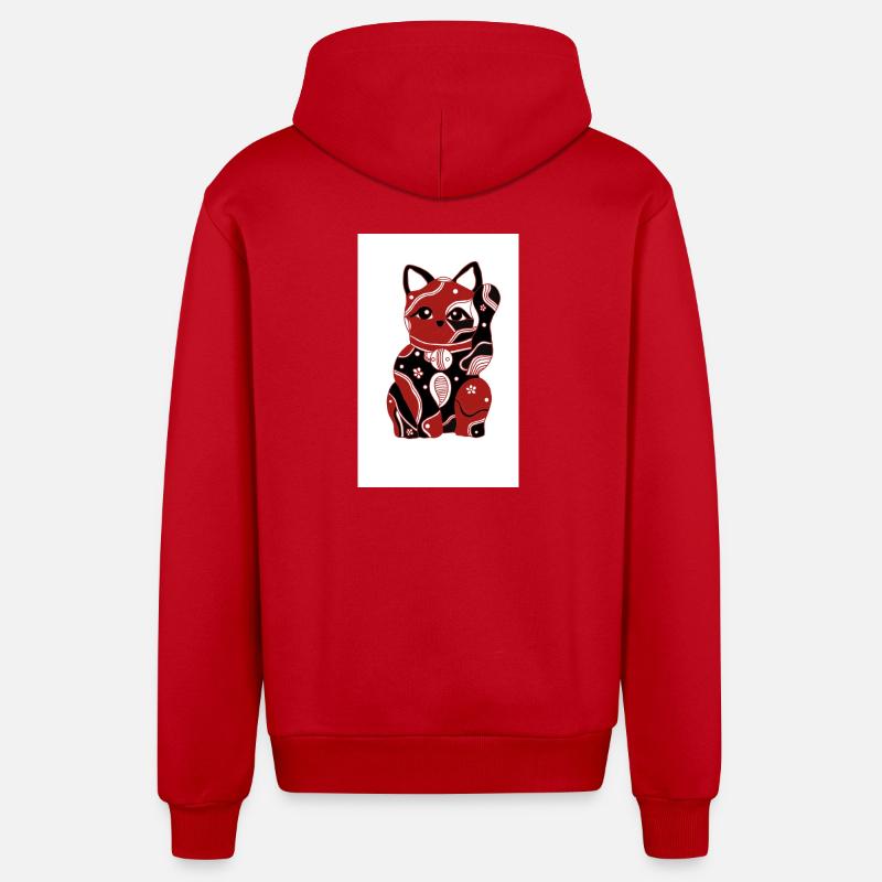 Chat chinois - Veste à capuche bio décontractée fabriquée en UE - rouge