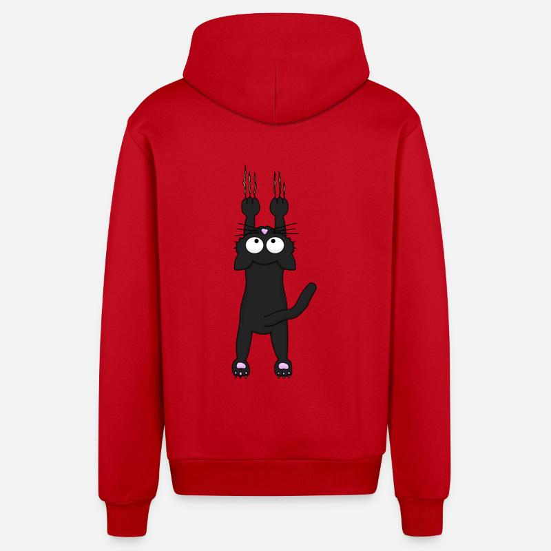 Schwarze Katze - Organic Relaxed Kapuzenjacke Made in EU - Rot