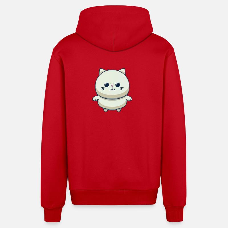 Chat mignon - Veste à capuche bio décontractée fabriquée en UE - rouge