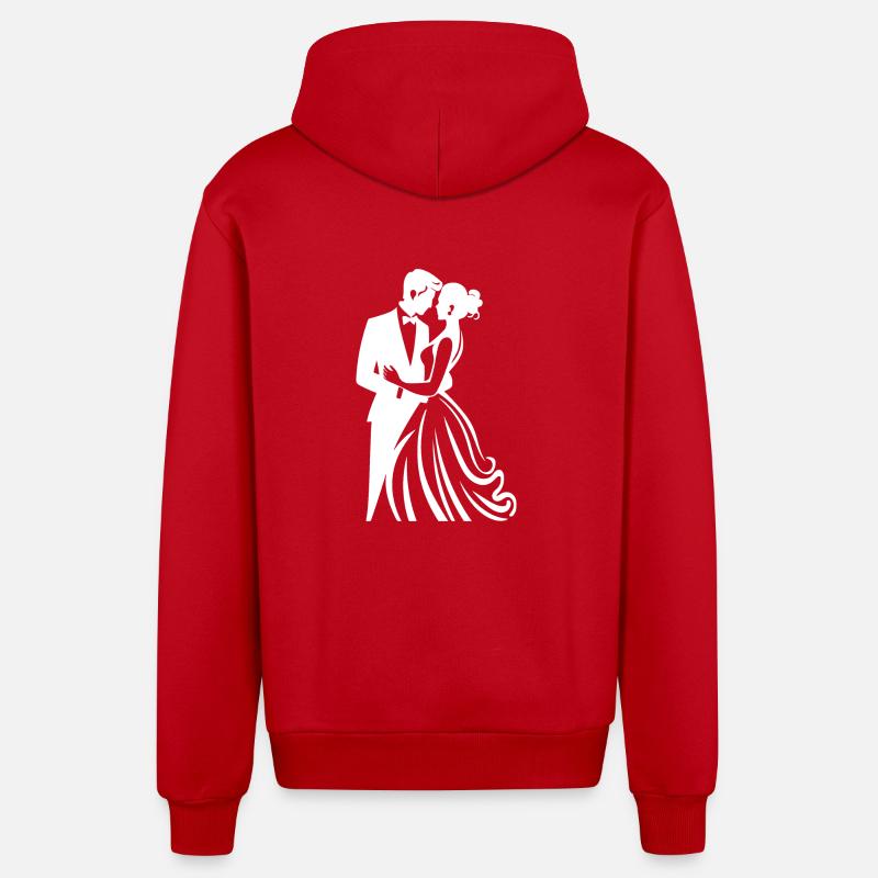 Mariée marié jeunes mariés mariage - Veste à capuche bio décontractée fabriquée en UE - rouge