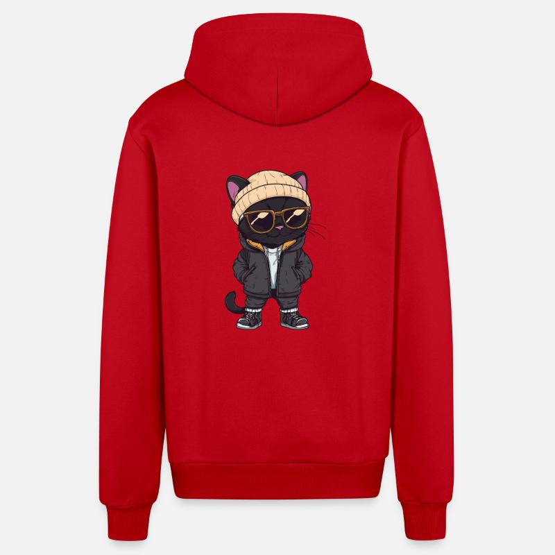 Panther Cool Comic - Organic Relaxed Hooded Jacket Made in EU - red