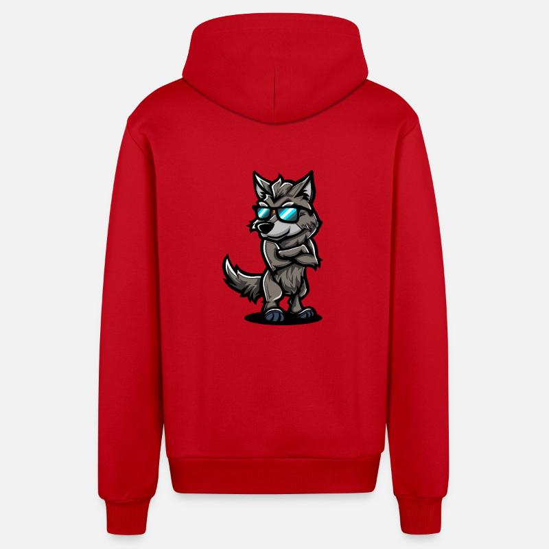 Bande dessinée cool loup - Veste à capuche bio décontractée fabriquée en UE - rouge