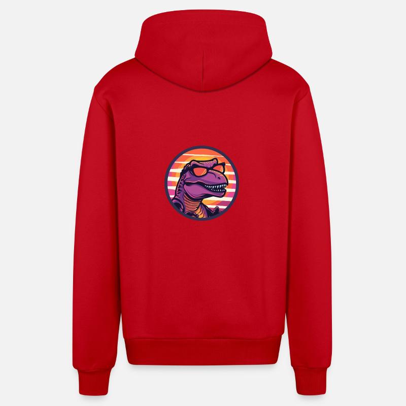 Dinosaure T-Rex Cool Summer - Veste à capuche bio décontractée fabriquée en UE - rouge