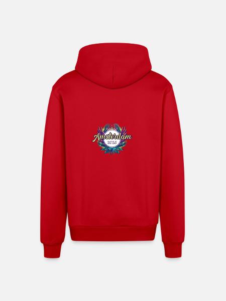Amsterdam 2025 Team - Organic Relaxed Hooded Jacket Made in EU - red
