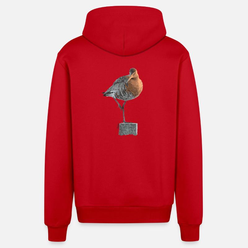 Collection De Frise orientale : Rive-neige - Veste à capuche bio décontractée fabriquée en UE - rouge