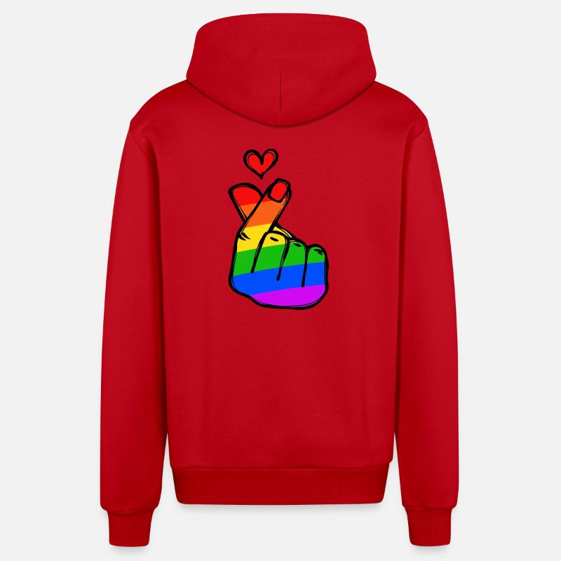 Rainbow Heart Amour Paix Passion - Veste à capuche bio décontractée fabriquée en UE - rouge