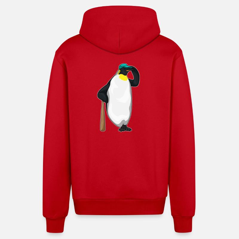 Penguin Baseball Batts - Veste à capuche bio décontractée fabriquée en UE - rouge
