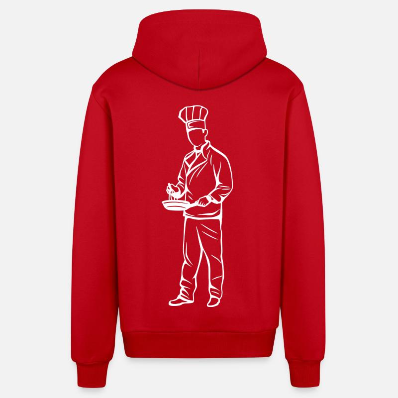 Croquis du chef - Veste à capuche bio décontractée fabriquée en UE - rouge