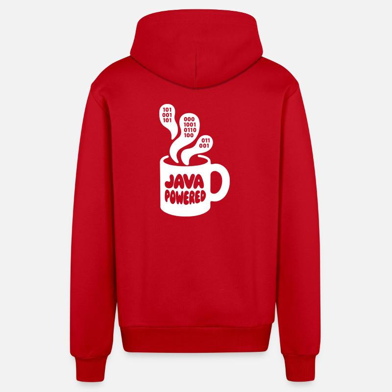 Java Powered Mug: Binary Steam - Organic Relaxed Kapuzenjacke Made in EU - Rot