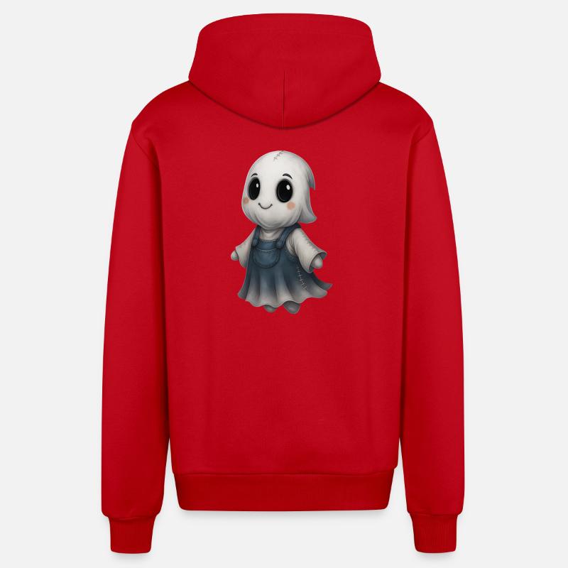 Mignon Ghost Friend Patchwork - Veste à capuche bio décontractée fabriquée en UE - rouge