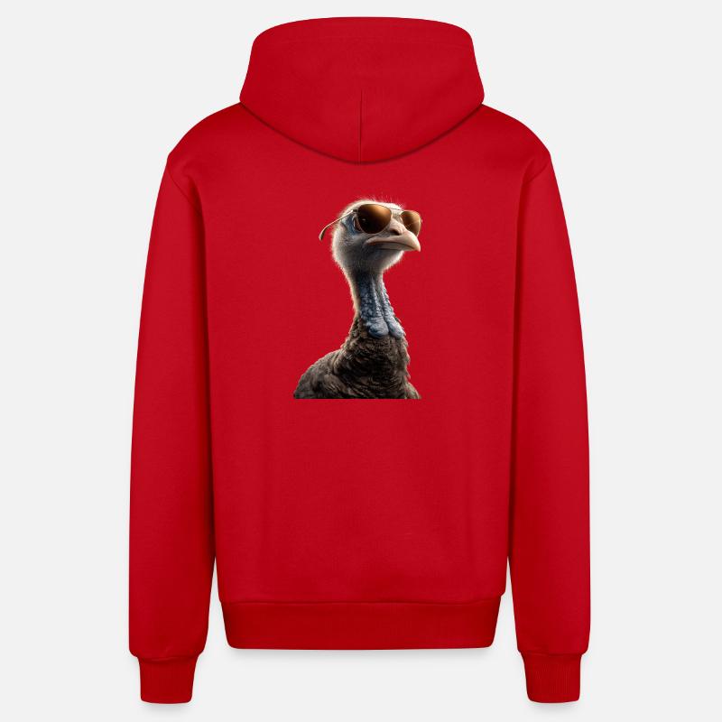 Dinde Poules Oiseaux Dinde - Veste à capuche bio décontractée fabriquée en UE - rouge