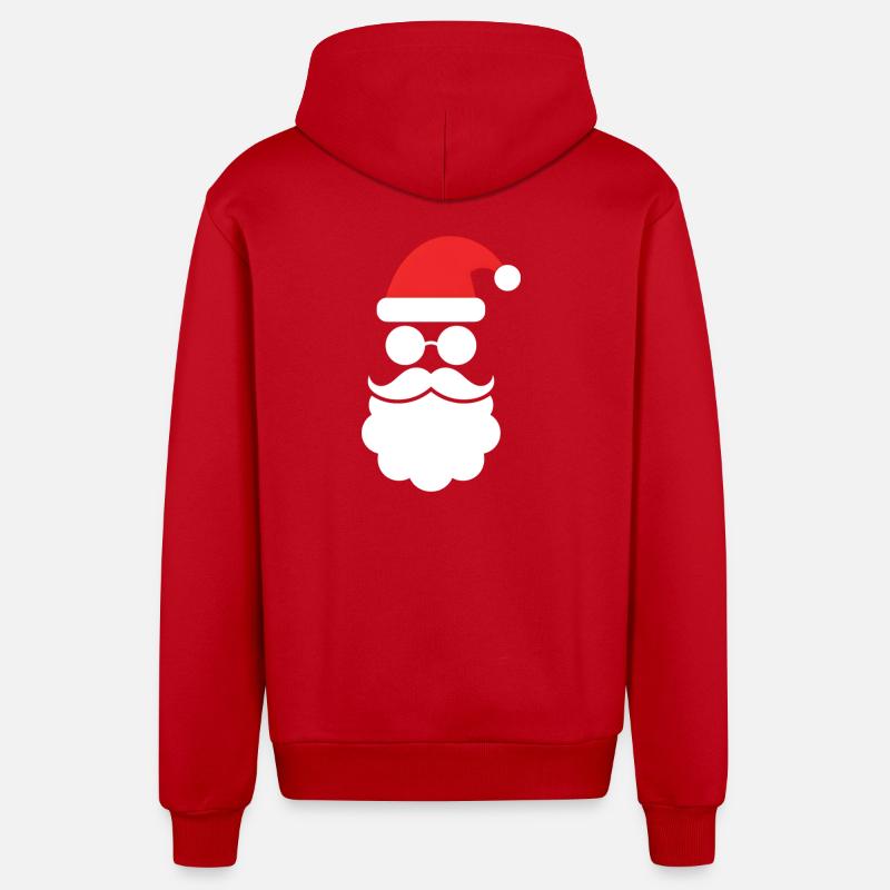 Weihnachtsmann mit Bart Minimal Kopf Design - Organic Relaxed Kapuzenjacke Made in EU - Rot