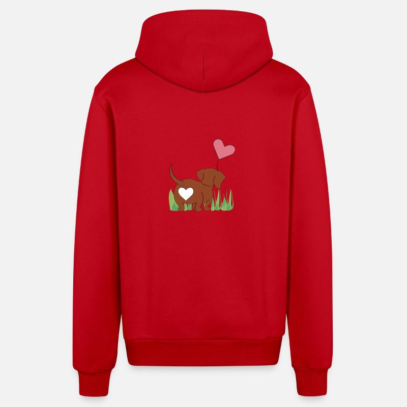 Dackel mit Herz - Geschenk - Geschenkidee - Organic Relaxed Kapuzenjacke Made in EU - Rot
