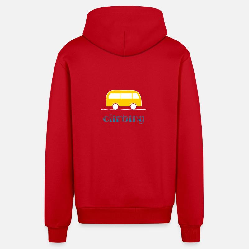 KLETTERN. KLETTERN. VAN. KLETTERN. STEIGEN. - Organic Relaxed Kapuzenjacke Made in EU - Rot