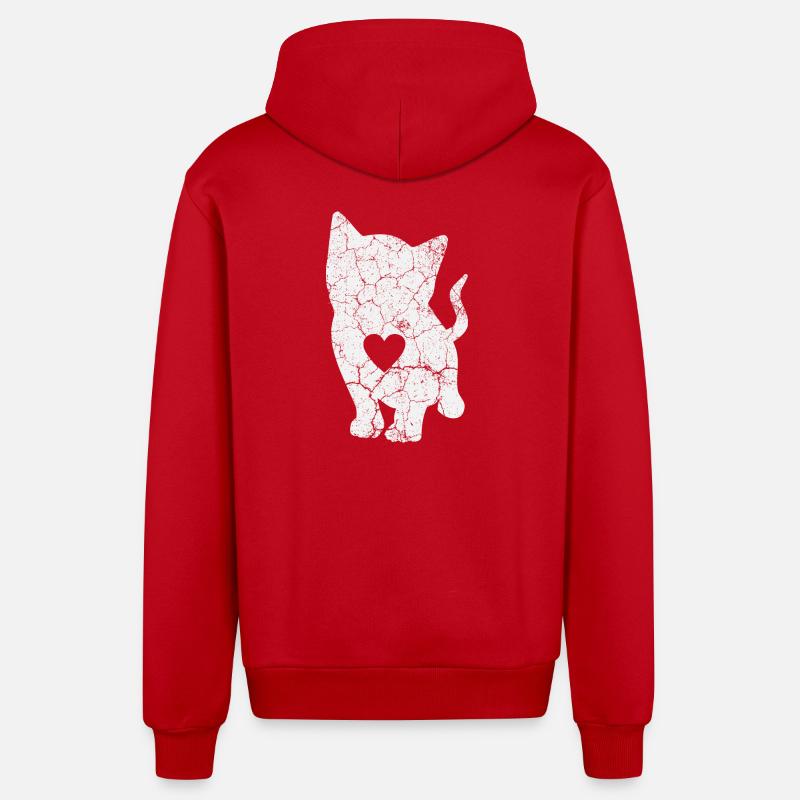 Chats Chats - Veste à capuche bio décontractée fabriquée en UE - rouge