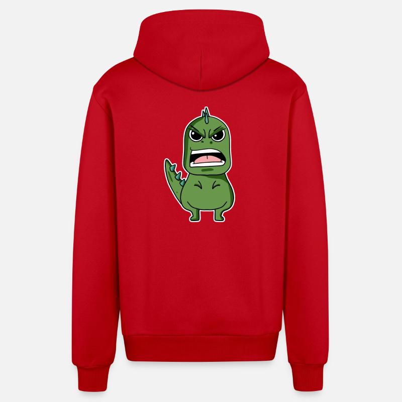 Dino en colère - Veste à capuche bio décontractée fabriquée en UE - rouge