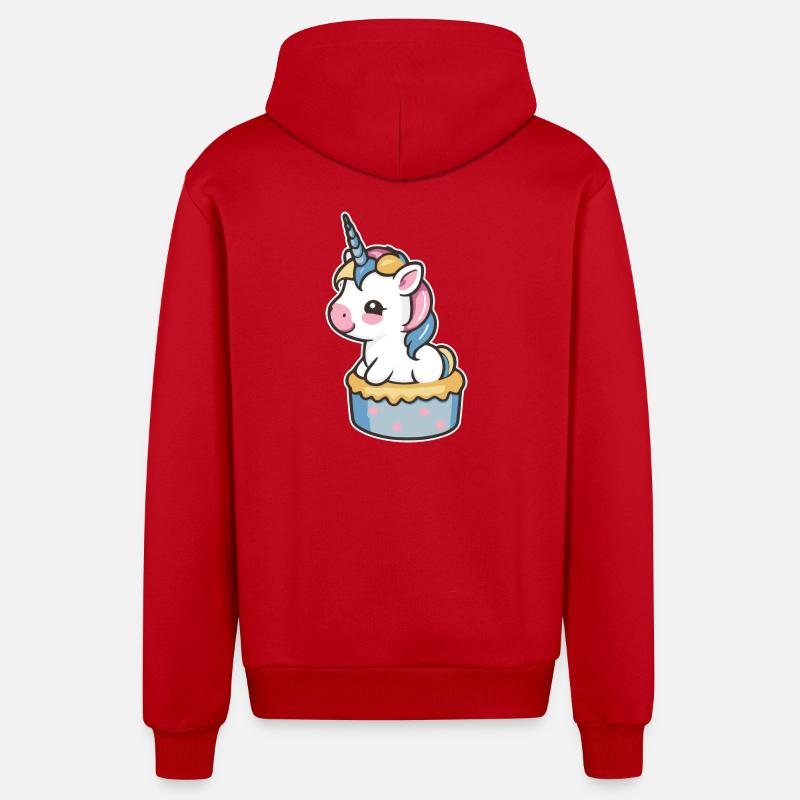 Gâteau Licorne - Veste à capuche bio décontractée fabriquée en UE - rouge