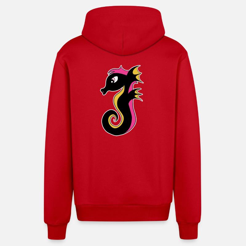 Hippocampe néon en fleurs - Veste à capuche bio décontractée fabriquée en UE - rouge