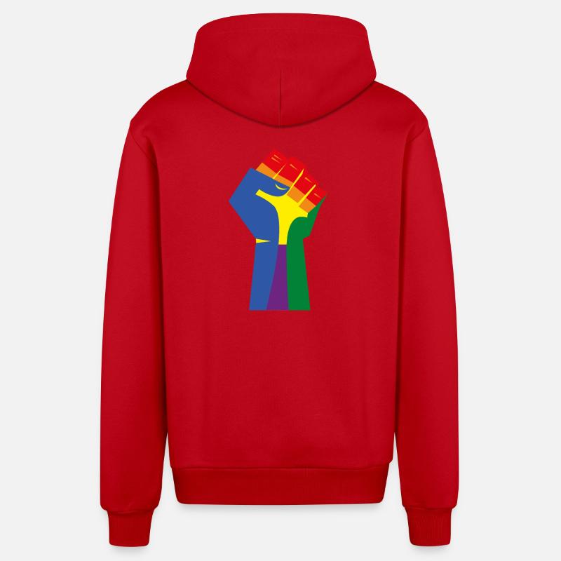 Die erhobene Faust (Regenbogenfarben) - Organic Relaxed Kapuzenjacke Made in EU - Rot