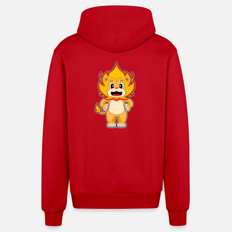 Flamme du lion - Veste à capuche bio décontractée fabriquée en UE - rouge