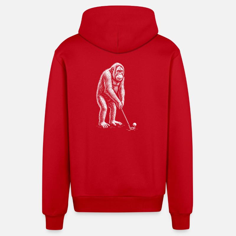 Putts de golf orang-outans - Veste à capuche bio décontractée fabriquée en UE - rouge