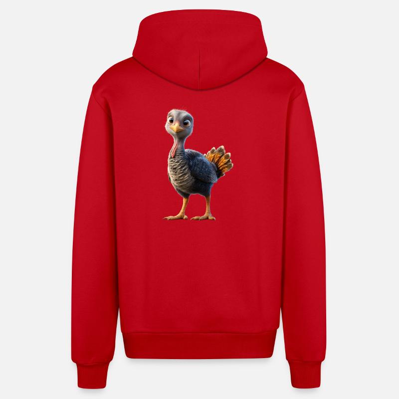 Dinde Poules Oiseaux Dinde - Veste à capuche bio décontractée fabriquée en UE - rouge