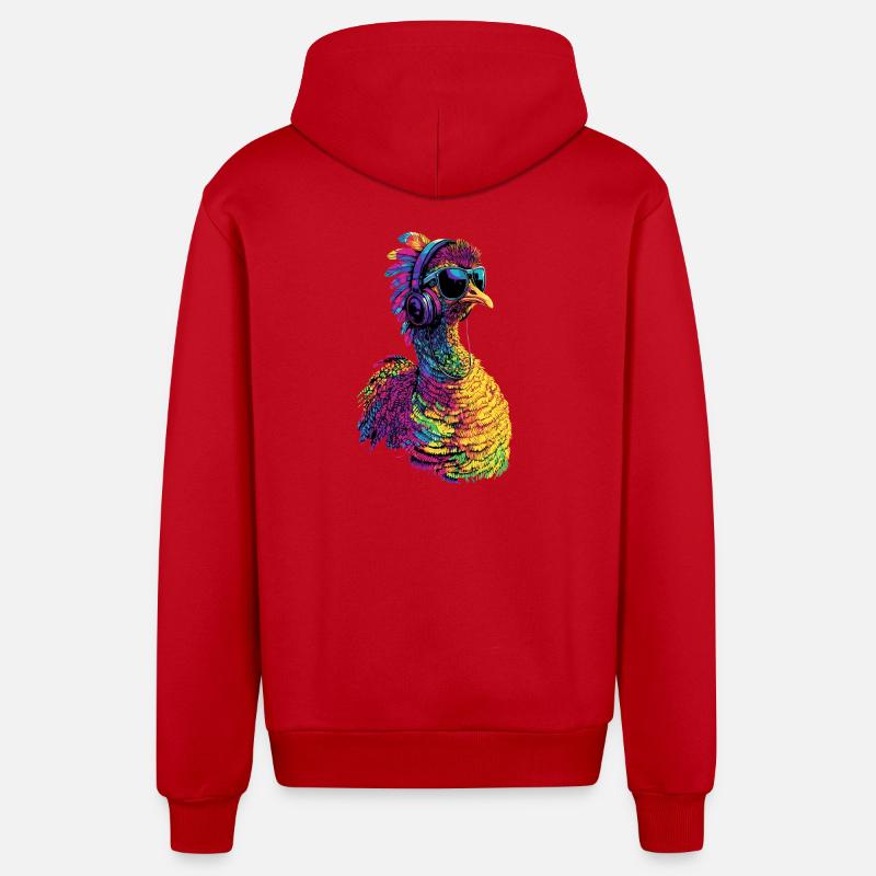 Dinde Poules Oiseaux Dinde - Veste à capuche bio décontractée fabriquée en UE - rouge