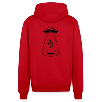 UFO mit Kuh - Organic Relaxed Kapuzenjacke Made in EU - Rot - Hinten