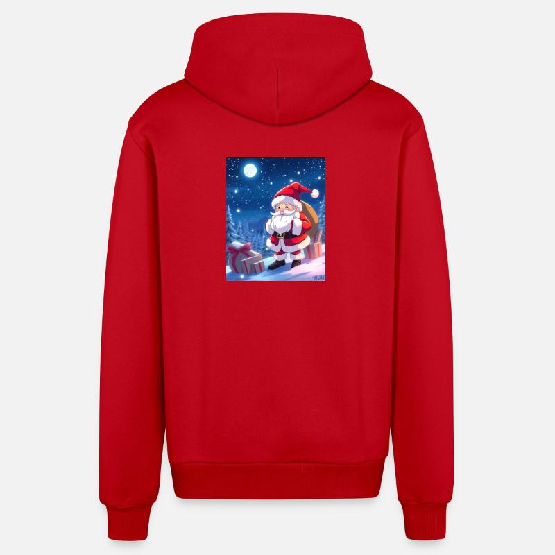 Weihnachts man mit Geschenke Sack - Organic Relaxed Kapuzenjacke Made in EU - Rot